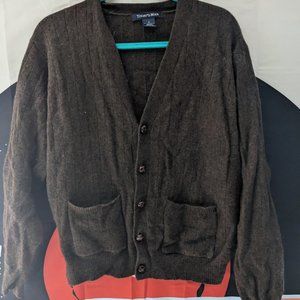 Vintage Lambswool Mens Brown Grandpa Cardigan